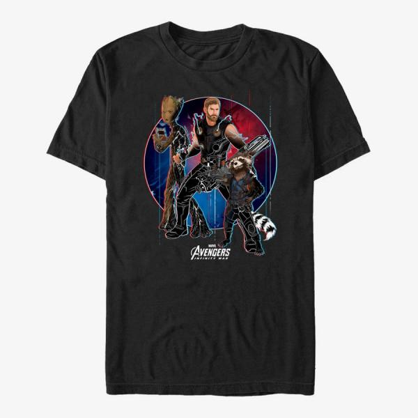 Queens Marvel Avengers: Infinity War - Groot Rocket Thor Unisex T-Shirt Black
