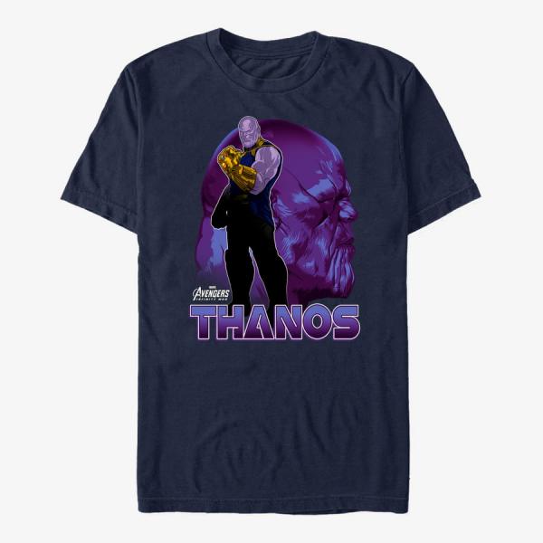 Tričko Merch Marvel Avengers: Infinity War - Thanos Head Unisex T-Shirt Navy Blue S