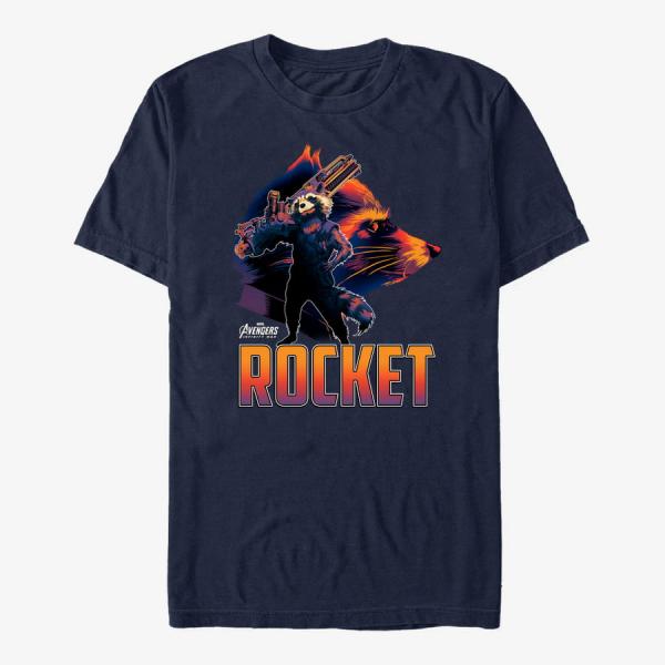 Tričko Merch Marvel Avengers: Infinity War - Rocket Sil Unisex T-Shirt Navy Blue S