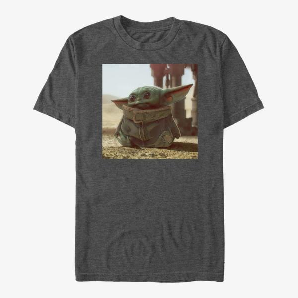 Tričko Merch Star Wars: The Mandalorian - Tiny Green Unisex T-Shirt Dark Heather Grey S