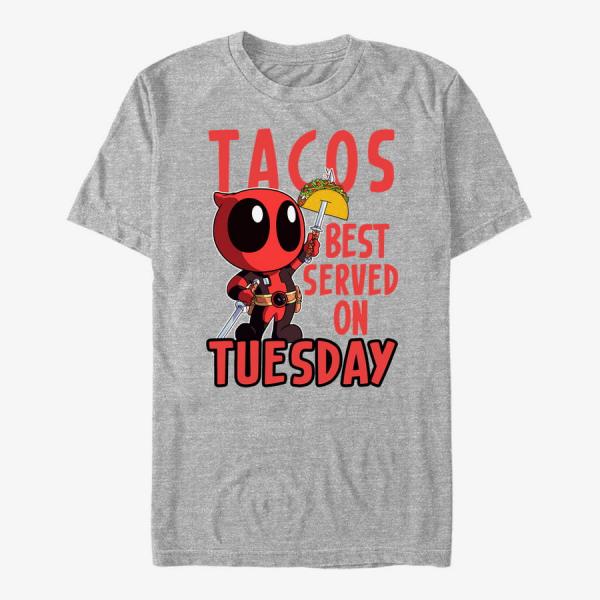 Tričko Merch Marvel Deadpool - Served Tuesday Unisex T-Shirt Heather Grey XXL
