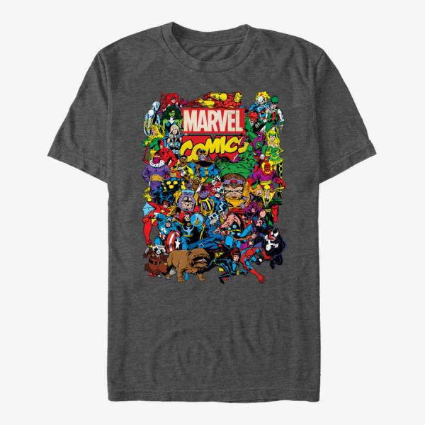 Tričko Merch Marvel Avengers Classic - Entire Cast Unisex T-Shirt Dark Heather Grey S