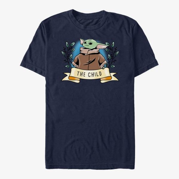 Tričko Merch Star Wars: The Mandalorian - Child Banner Unisex T-Shirt Navy Blue XXXL
