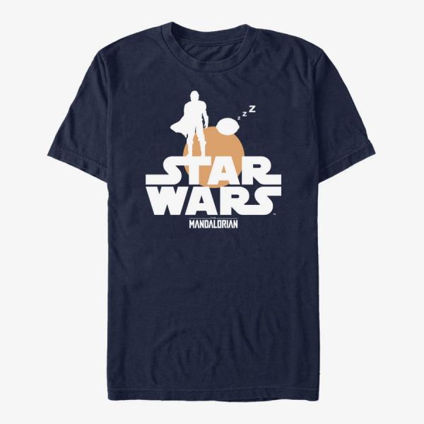 Tričko Merch Star Wars: The Mandalorian - Sunset Duo Unisex T-Shirt Navy Blue L