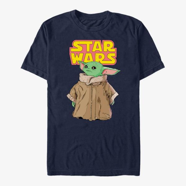 Tričko Merch Star Wars: The Mandalorian - Logo Child Gaze Unisex T-Shirt Navy Blue S