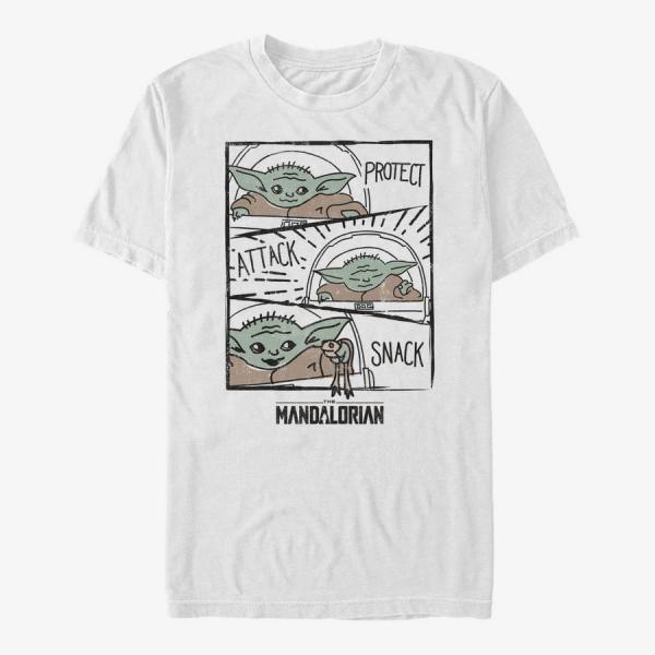 Tričko Merch Star Wars: The Mandalorian - Child Doodle Panels Unisex T-Shirt White S