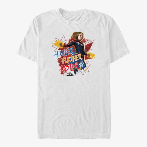 Queens Captain Marvel: Movie - Fighter Faster Unisex T-Shirt White
