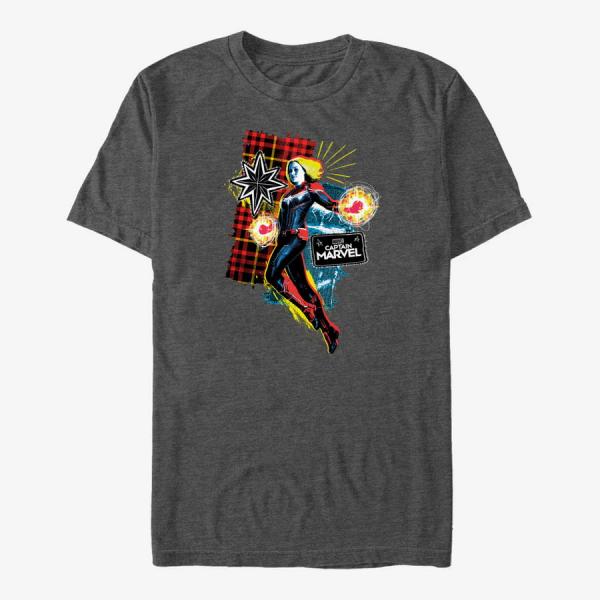 Queens Captain Marvel: Movie - 90s Grunge Patch Marvel Unisex T-Shirt Dark Heather Grey