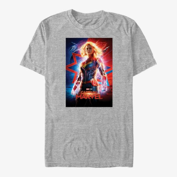 Tričko Merch Captain Marvel: Movie - Marvel Poster Unisex T-Shirt Heather Grey XXL