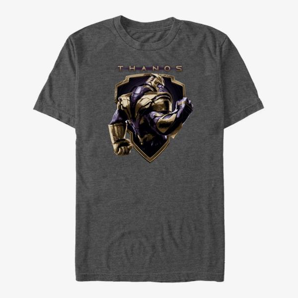 Tričko Merch Marvel Avengers Endgame - Thanos Shield Unisex T-Shirt Dark Heather Grey XXL