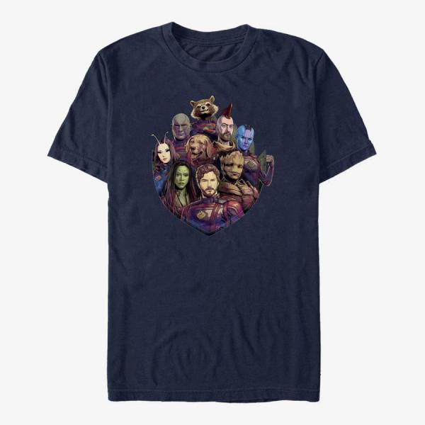 Tričko Merch Marvel Guardians of the Galaxy Vol. 3 - Badge Groupshot Unisex T-Shirt Navy Blue L