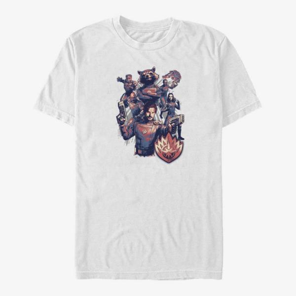 Tričko Merch Marvel Guardians of the Galaxy Vol. 3 - Team Grey Shot Unisex T-Shirt White XXXL