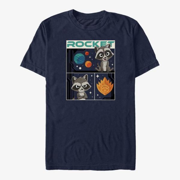 Tričko Merch Marvel Guardians of the Galaxy Vol. 3 - Rocket Three Boxes Unisex T-Shirt Navy Blue L