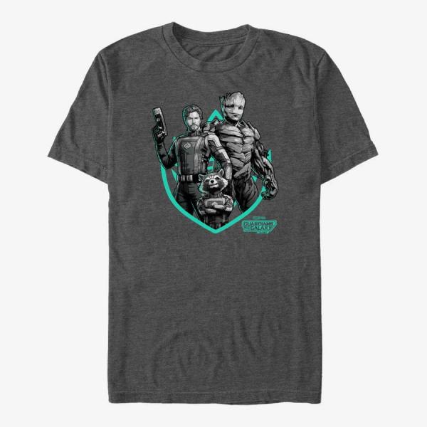 Tričko Merch Marvel Guardians of the Galaxy Vol. 3 - Group A Badge Unisex T-Shirt Dark Heather Grey XL