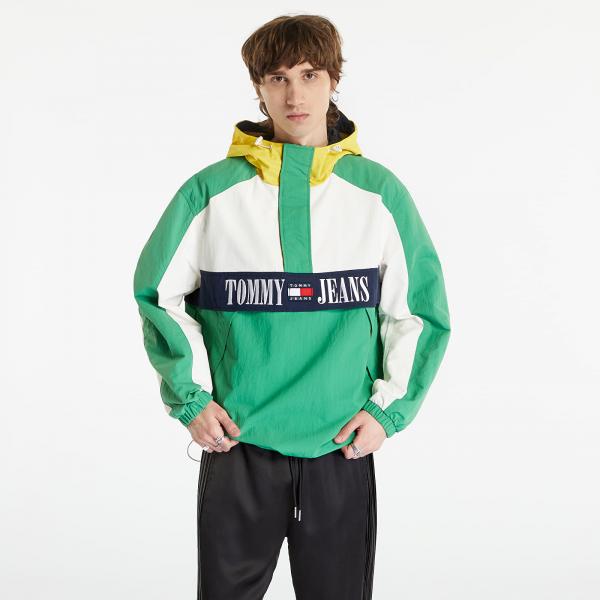 Větrovka Tommy Jeans Archive Oversized Popover Chicago Windbreaker Coastal Green/ Multi L
