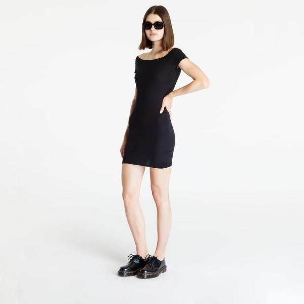 Urban Classics Ladies Off Shoulder Rib Dress Black