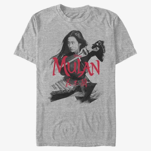 Tričko Merch Disney Mulan: Live Action - Fighting Stance Unisex T-Shirt Heather Grey L