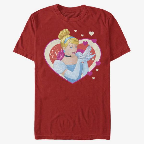Tričko Merch Disney Princesses - Cinderella Hearts Unisex T-Shirt Red XL