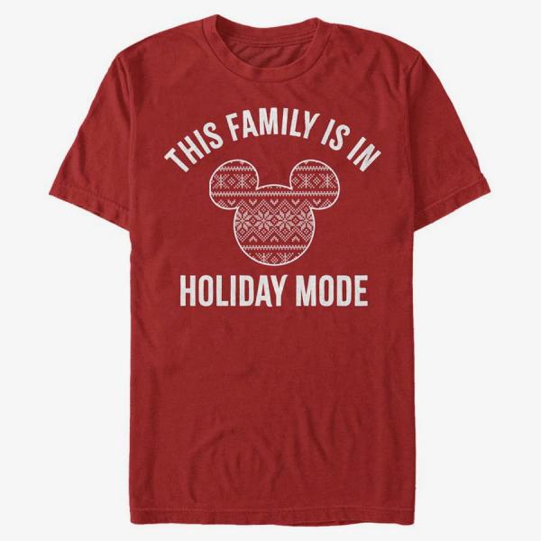 Tričko Merch Disney Mickey Classic - Family Holiday Mode Unisex T-Shirt Red L