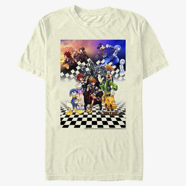 Queens Disney Kingdom Hearts - Group Checkers Unisex T-Shirt Natural