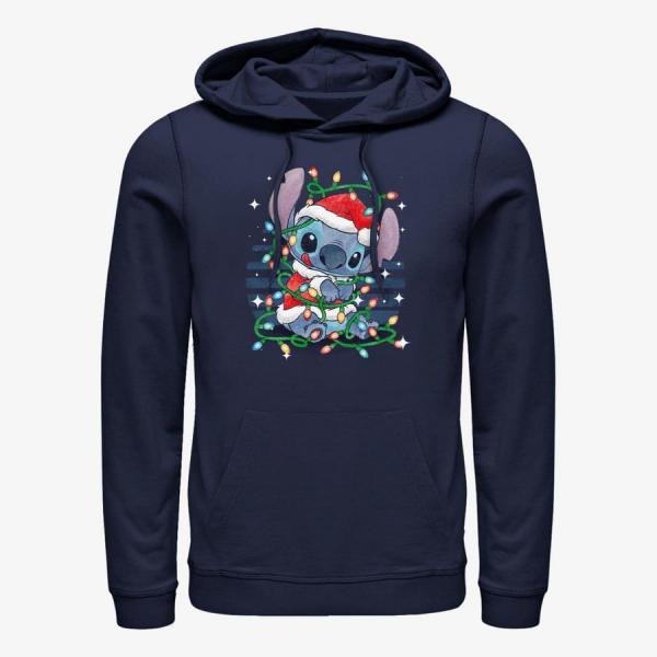 Queens Disney Lilo & Stitch - Stitch Xmas Lights Unisex Hoodie Navy Blue