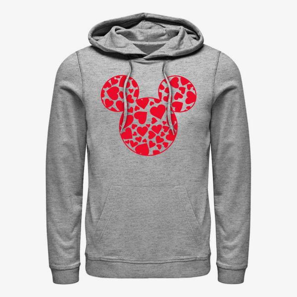 Queens Disney Classic Mickey - Mickey Hearts Fill Unisex Hoodie Heather Grey