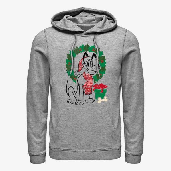 Mikina Merch Disney Mickey Classic - Christmas Fairisle Pluto Unisex Hoodie Heather Grey XL