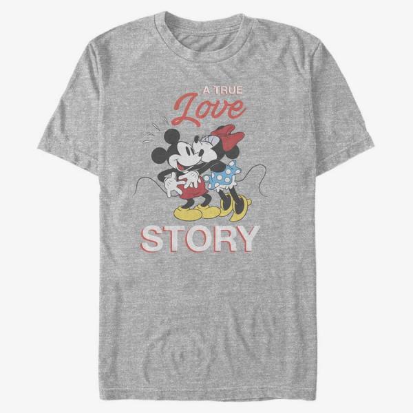 Tričko Merch Disney Classic Mickey - True Love Story Unisex T-Shirt Heather Grey XL