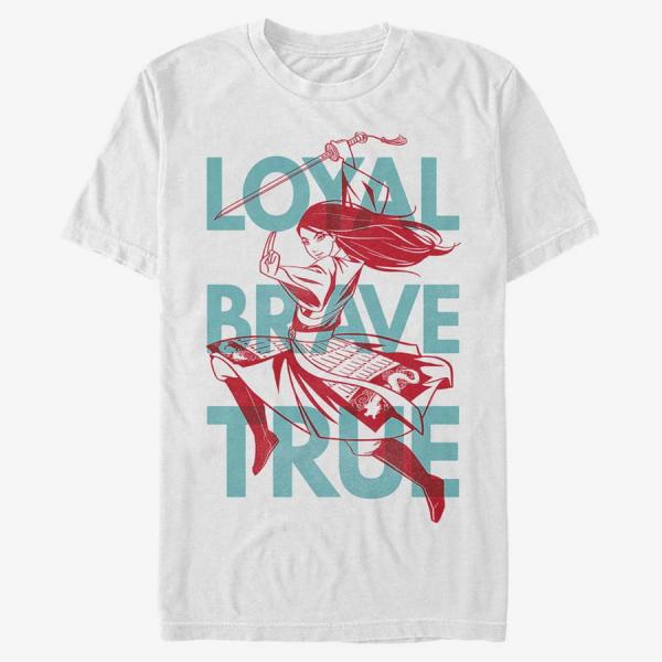 Tričko Merch Disney Mulan: Live Action - LOYAL BRAVE TRUE Unisex T-Shirt White M