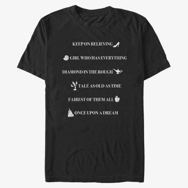 Tričko Merch Disney Princesses - Royal Quotes Unisex T-Shirt Black S
