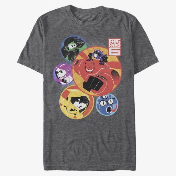 Tričko Merch Disney Big Hero 6 Movie - Rounders Unisex T-Shirt Dark Heather Grey M