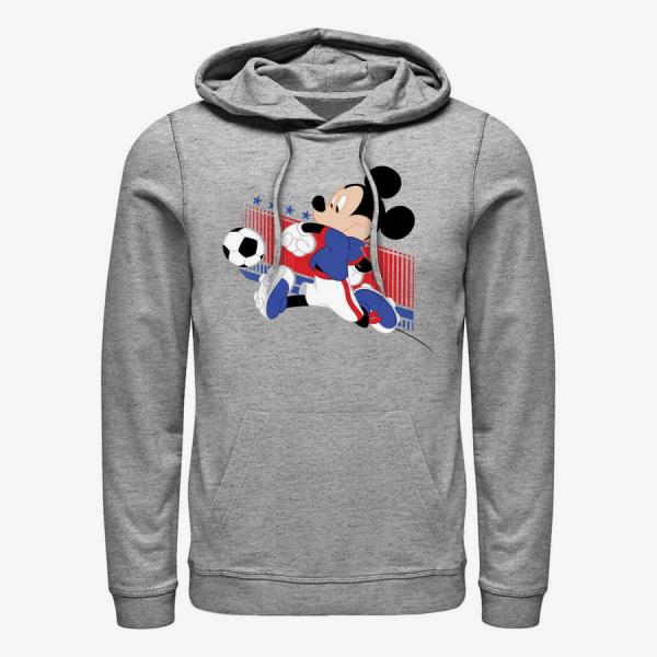 Queens Disney Classic Mickey - USA Kick Unisex Hoodie Heather Grey