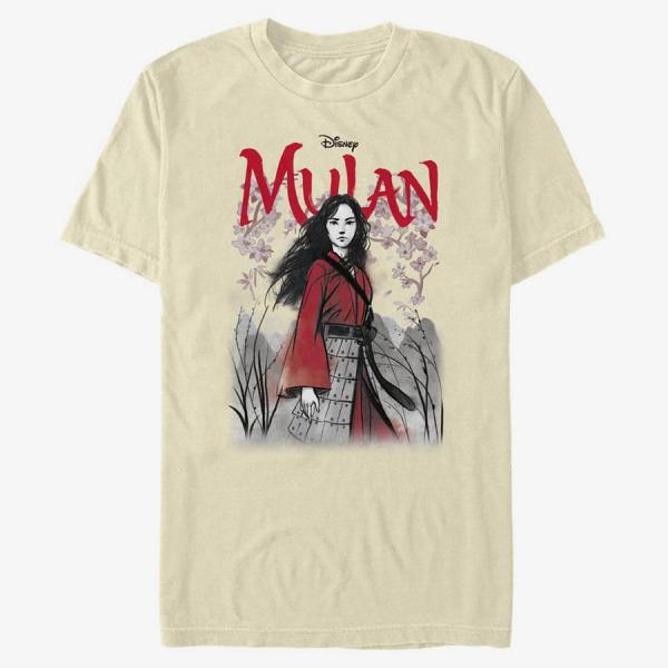 Tričko Merch Disney Mulan: Live Action - Watercolor Mulan Title Unisex T-Shirt Natural XXXL