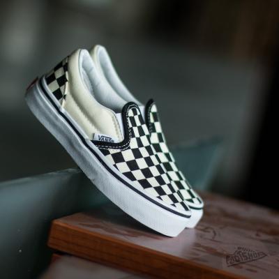 Vans K Classic Slip-On (Checkerboard) Black/ White