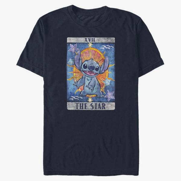 Tričko Merch Disney Lilo & Stitch - STITCH TAROT Unisex T-Shirt Navy Blue M