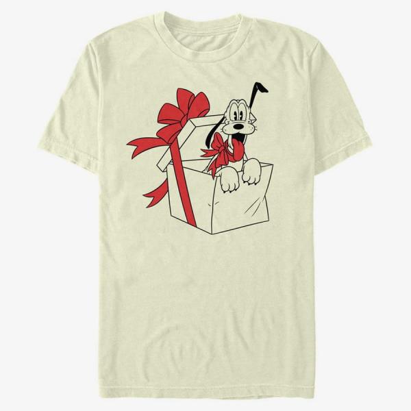Queens Disney Mickey Classic - Pluto Present Fill Unisex T-Shirt Natural