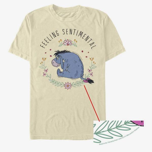 Tričko Merch Disney Winnie the Pooh - EEYORE FLOWERS Unisex T-Shirt Natural M