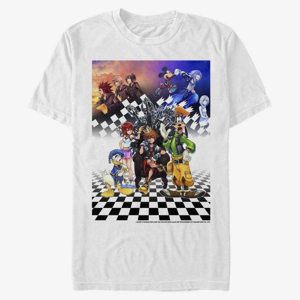 Tričko Merch Disney Kingdom Hearts - Group Checkers Unisex T-Shirt White S