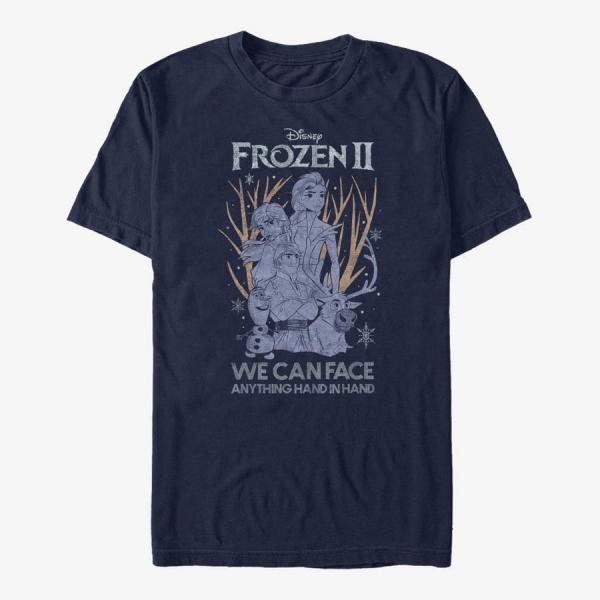 Tričko Merch Disney Frozen 2 - Sketchy Group Unisex T-Shirt Navy Blue XXXL
