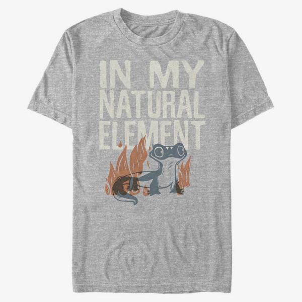 Tričko Merch Disney Frozen 2 - Salamander Woodcut Unisex T-Shirt Heather Grey M