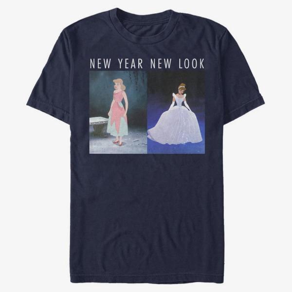 Tričko Merch Disney Cinderella - New Year Look Unisex T-Shirt Navy Blue XL