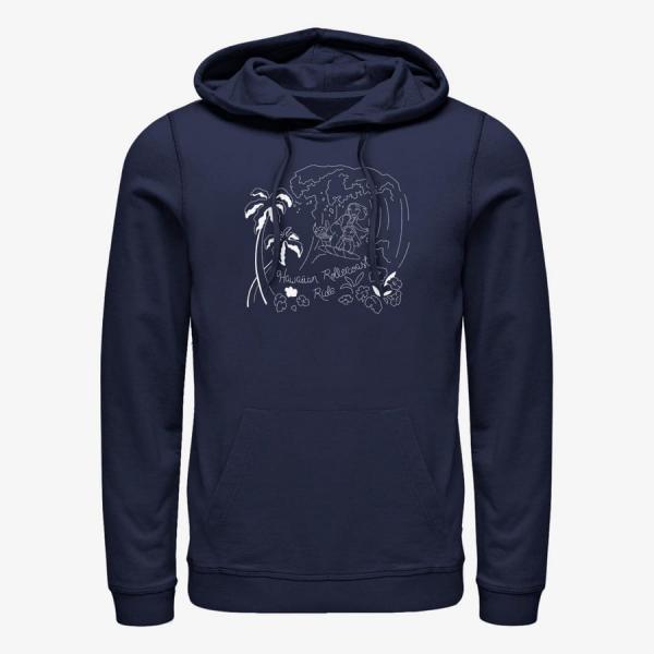 Queens Disney Lilo & Stitch - Stitch Surf Line Art Unisex Hoodie Navy Blue