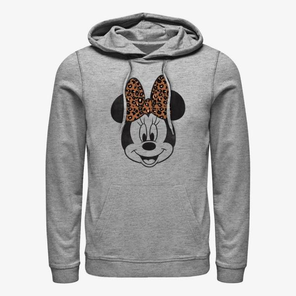 Mikina Merch Disney Mickey Classic - Modern Minnie Face Leopard Unisex Hoodie Heather Grey S