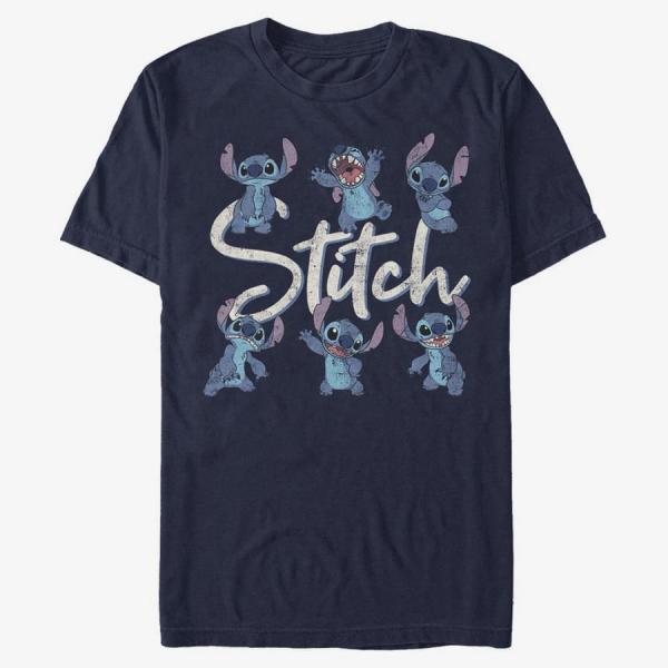 Tričko Merch Disney Lilo & Stitch - STITCH POSES Unisex T-Shirt Navy Blue XL