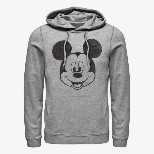 Queens Disney Classic Mickey - Mickey Face Unisex Hoodie Heather Grey