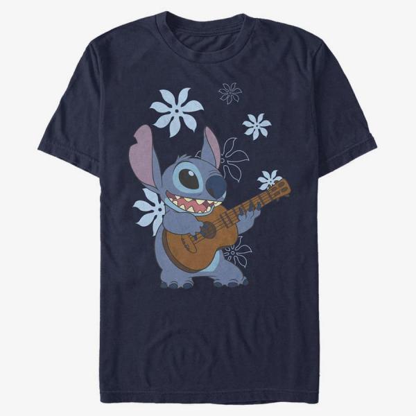 Tričko Merch Disney Classics Lilo & Stitch - Stitch Flowers Unisex T-Shirt Navy Blue XXXL