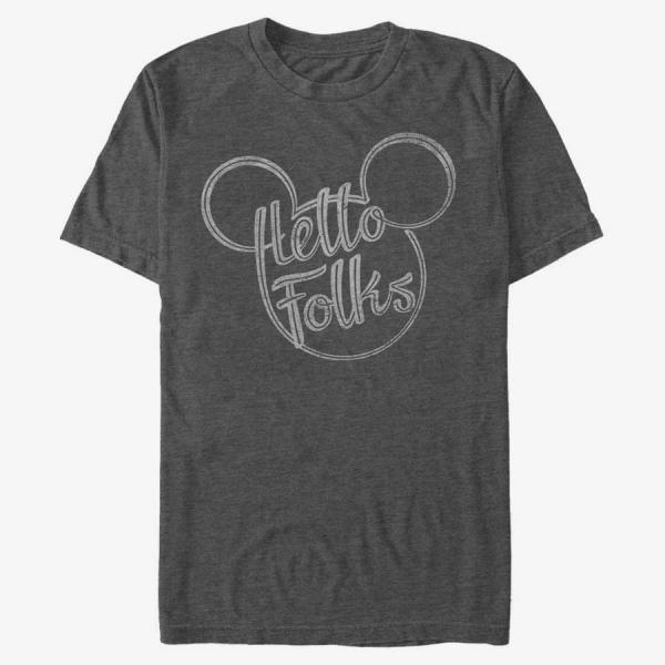 Tričko Merch Disney Classic Mickey - Hello Folks Unisex T-Shirt Dark Heather Grey XXXL