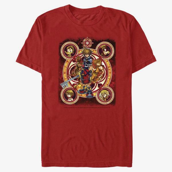 Queens Disney Kingdom Hearts - Group Circle Kingdome Unisex T-Shirt Red