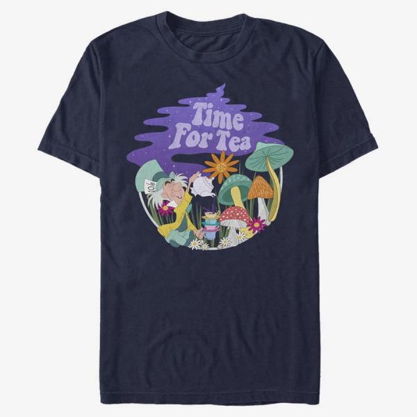 Queens Disney Alice in Wonderland - Tea Time Filled Unisex T-Shirt Navy Blue