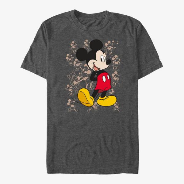 Tričko Merch Disney Mickey And Friends - Many Mickeys Unisex T-Shirt Dark Heather Grey L